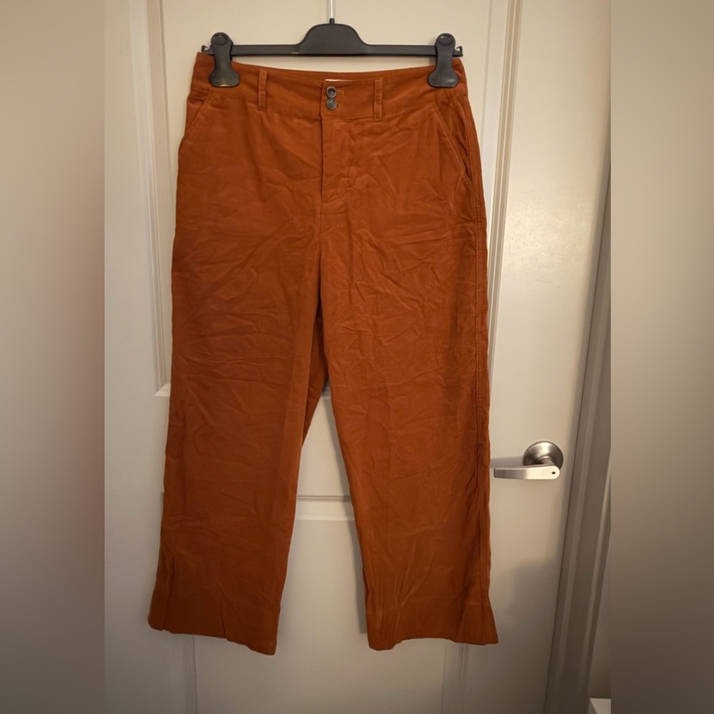 Garnet Hill Cropped Wide-Leg Corduroy Pants | Size 4